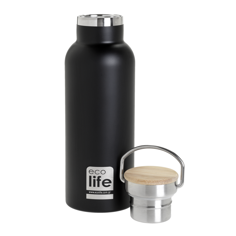 BLACK THERMOS BAMBOO LID 500ML