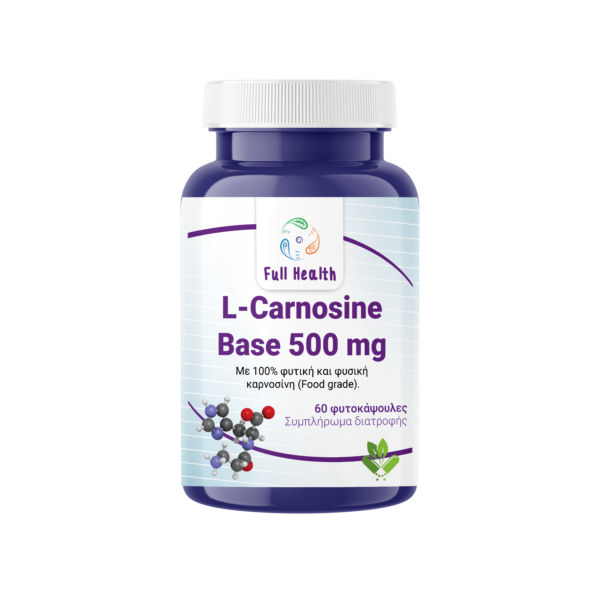 FULL HEALTH L-CARNOSINE BASE 500MG 60 Caps (Συμπλήρωμα διατροφής με φυτική και φυσική καρνοσίνη)